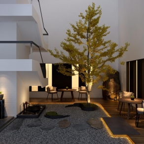 现代庭院景观3D模型下载